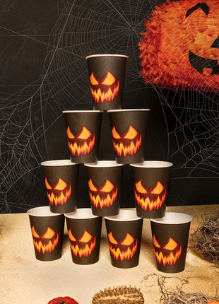 Halloween - Paper cups Creepy Pumpkin - 10 pieces - 21 cl