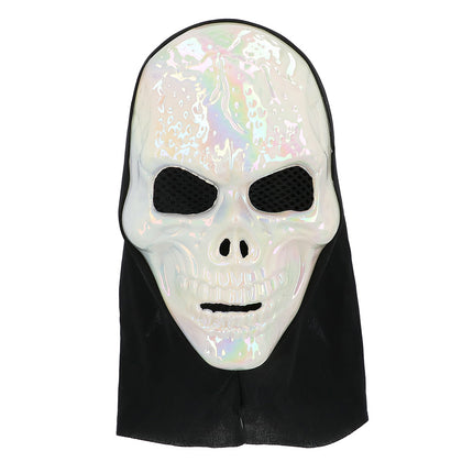 Halloween Masker Schedel parelmoer met kap