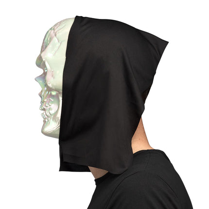 Halloween Masker Schedel parelmoer met kap