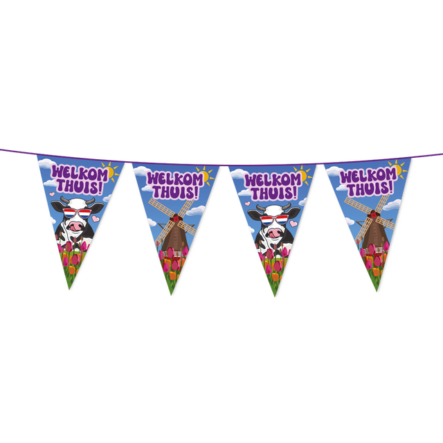 Welkom thuis Vlaggenlijn / slinger - 10 meter - vlaggetjes