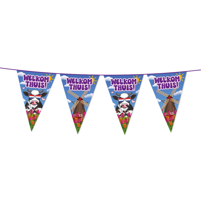 Welkom thuis Vlaggenlijn / slinger - 10 meter - vlaggetjes