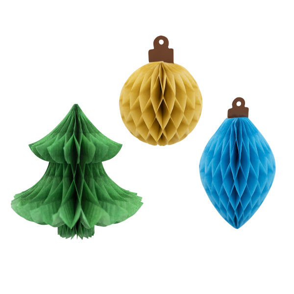 Kerst honeycombs - 3 stuks - Winter Woodland
