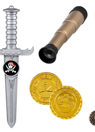 Piraten Accessoires (telescoop, dolk, amulet en 2 munten)