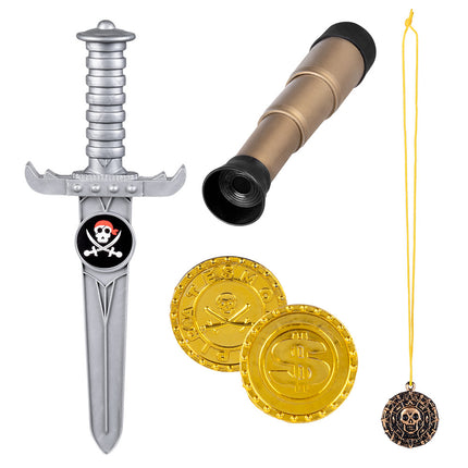 Piraten Accessoires (telescoop, dolk, amulet en 2 munten)