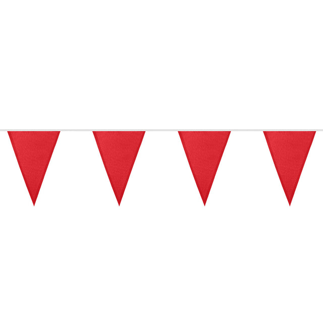 Polyester vlaggenlijn / slinger - 6 meter - rood vlaggetjes