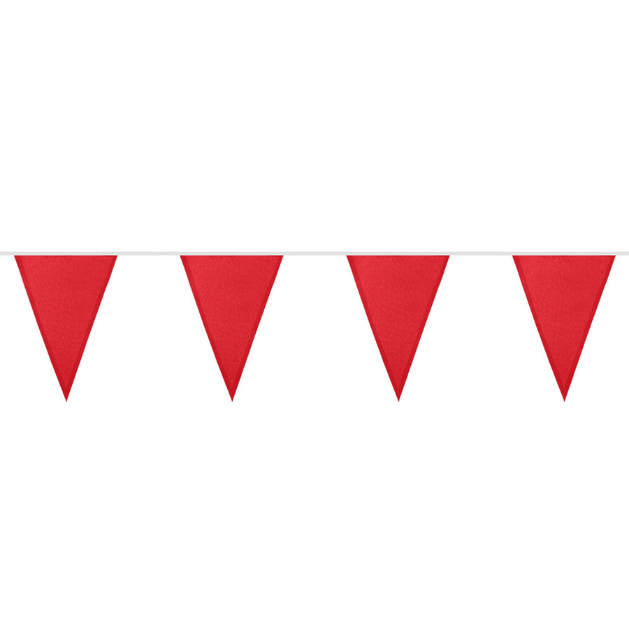 Polyester vlaggenlijn / slinger - 6 meter - rood vlaggetjes