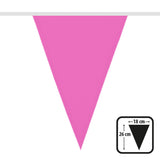 Polyester vlaggenlijn / slinger - 6 meter - roze vlaggetjes