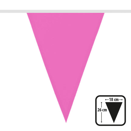 Polyester vlaggenlijn / slinger - 6 meter - roze vlaggetjes