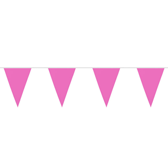 Polyester vlaggenlijn / slinger - 6 meter - roze vlaggetjes