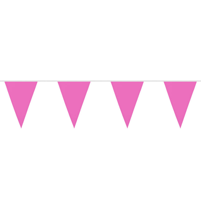 Polyester vlaggenlijn / slinger - 6 meter - roze vlaggetjes