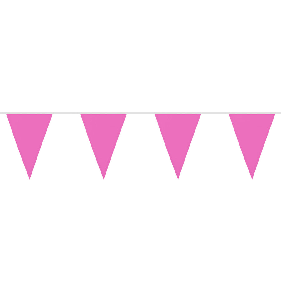 Polyester vlaggenlijn / slinger - 6 meter - roze vlaggetjes