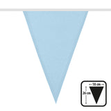 Polyester vlaggenlijn / slinger - 6 meter - licht blauw vlaggetjes