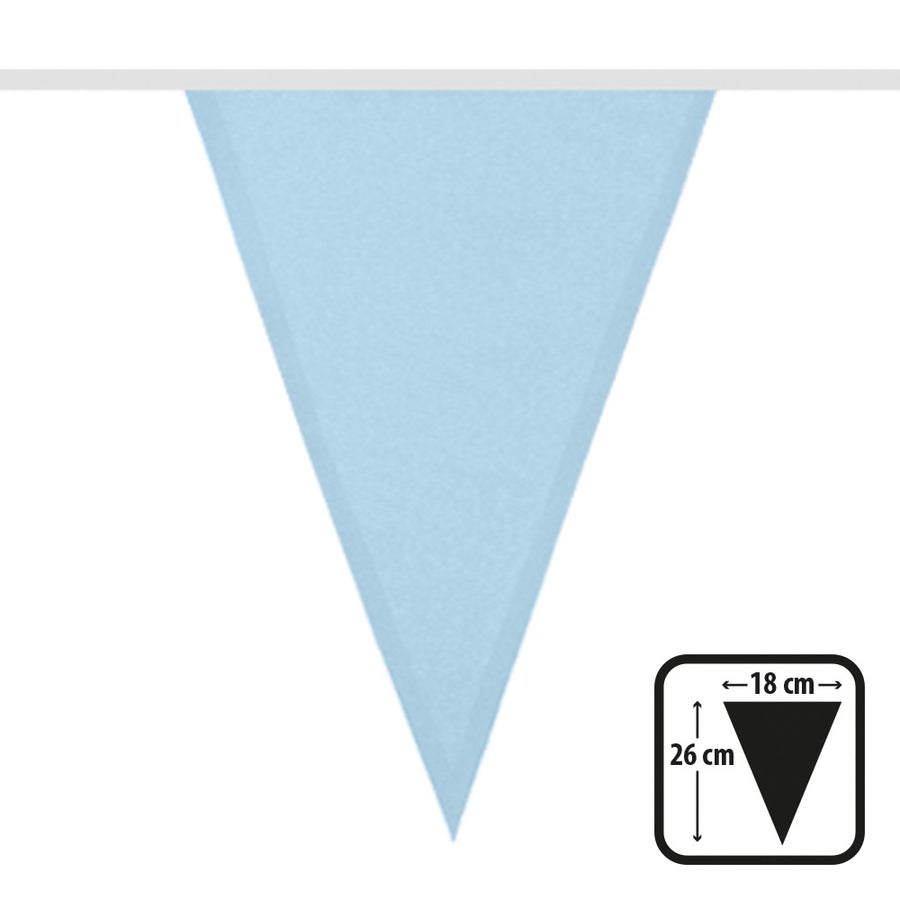 Polyester vlaggenlijn / slinger - 6 meter - licht blauw vlaggetjes