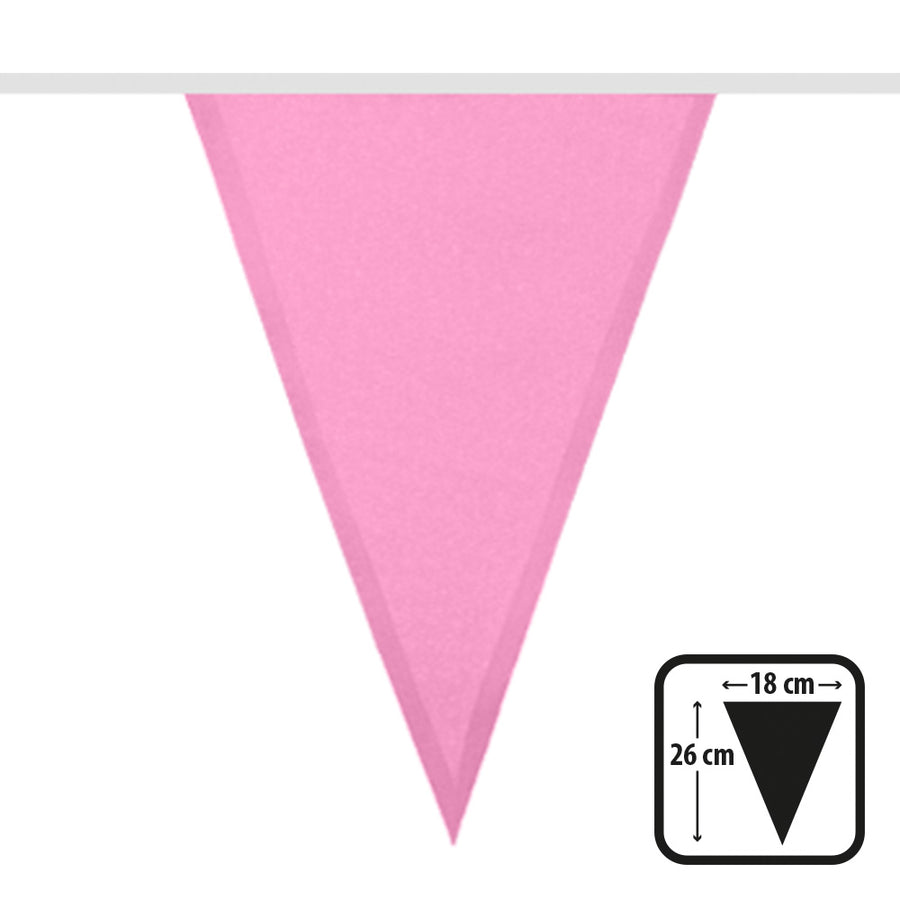 Polyester vlaggenlijn / slinger - 6 meter - licht roze vlaggetjes