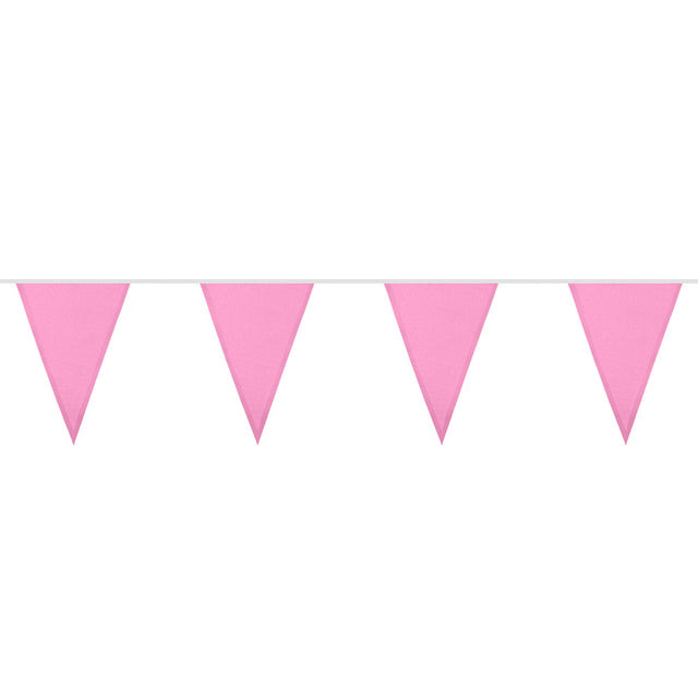 Polyester vlaggenlijn / slinger - 6 meter - licht roze vlaggetjes