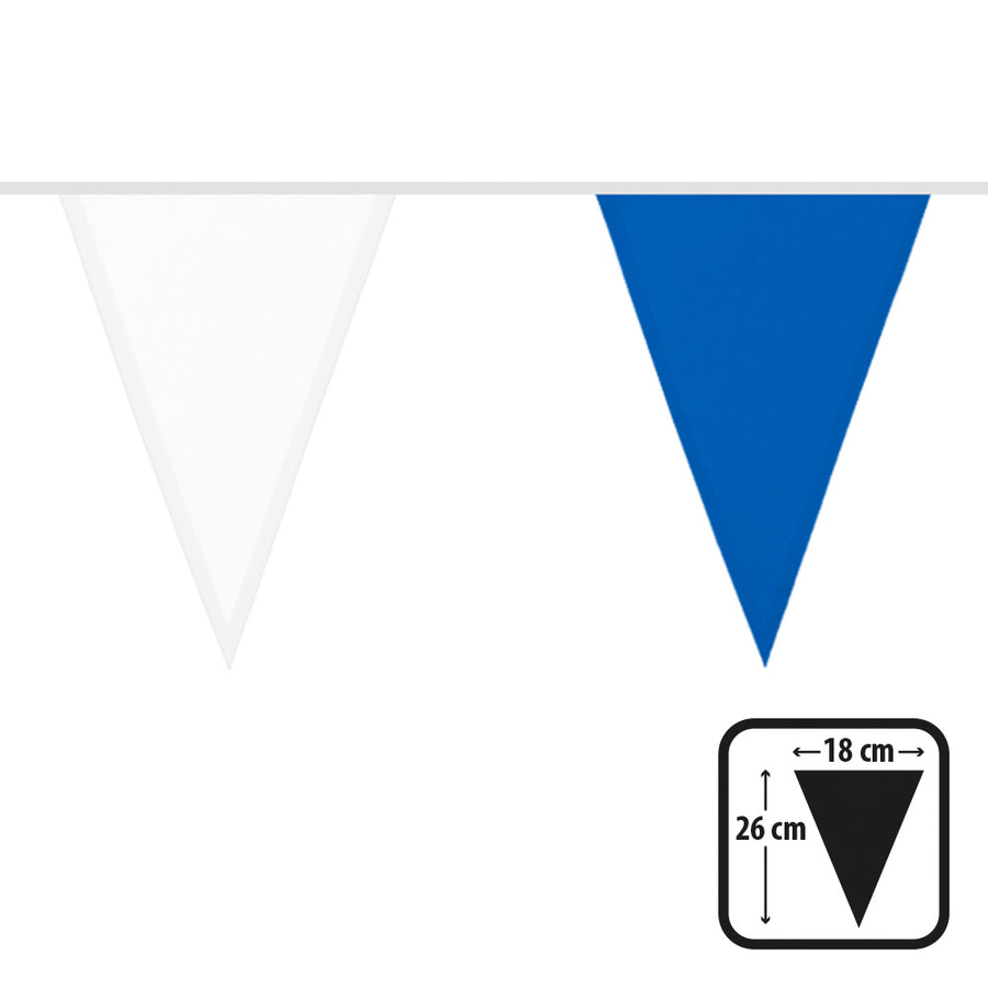 Polyester vlaggenlijn / slinger - 6 meter -  blauw / wit vlaggetjes