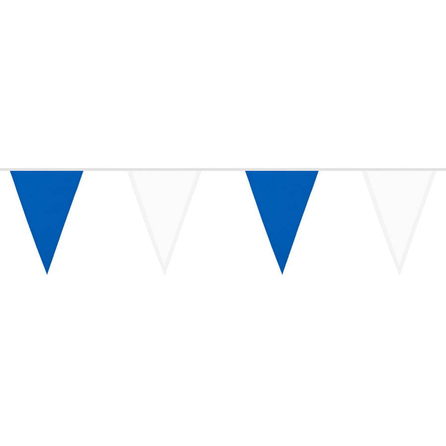 Polyester vlaggenlijn / slinger - 6 meter -  blauw / wit vlaggetjes