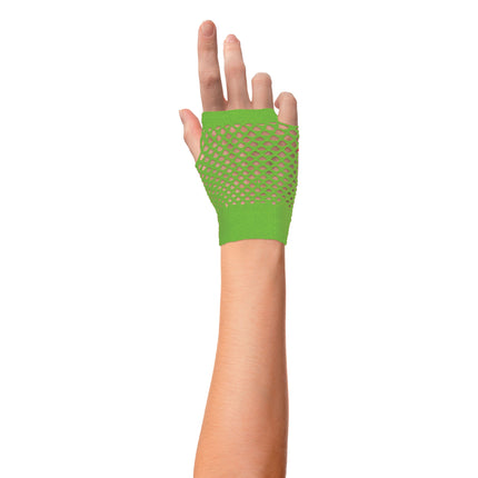 Nethandschoen kort vingerloos - fluor groen