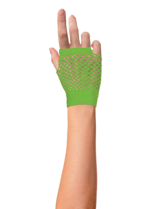 Net glove short fingerless - fluorescent green