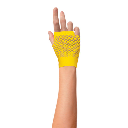 Nethandschoen kort vingerloos - fluor geel