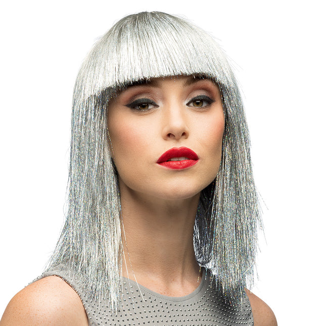 Pruik Crazy - zilver