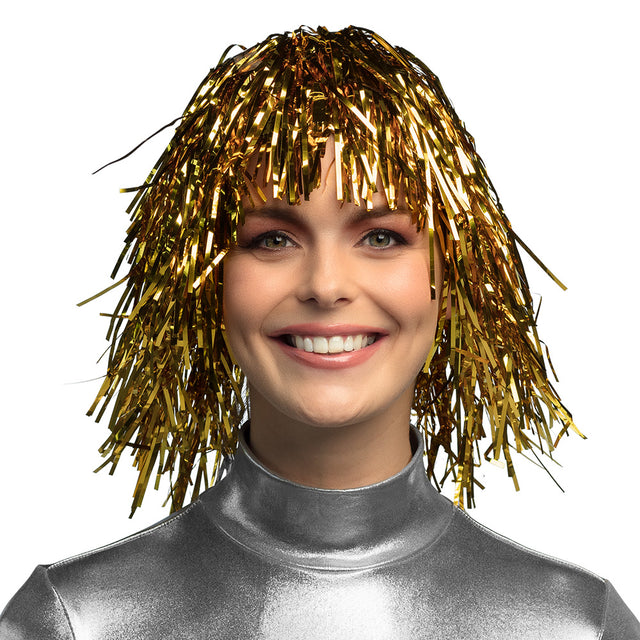 Pruik - metallic goud