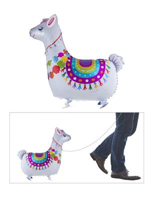 Wandelende alpaca Folieballon - 78 x 69 cm