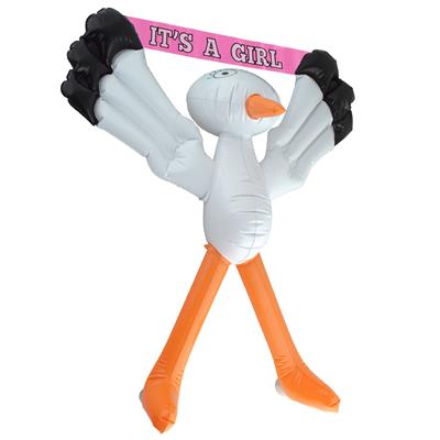 Opblaasbare ooievaar - 70 cm -  2 banners (boy & girl)