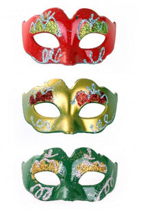 Decoratie oogmaskers met glitters (3 stuks)