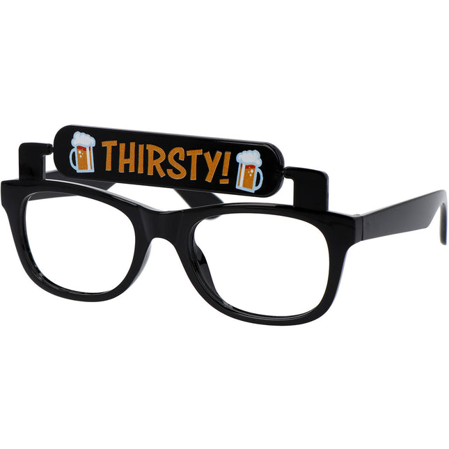 Partybril - Omdraaien naar 'Cheers!' en 'Thirsty!' - zwart
