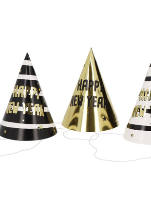 Feesthoedjes - Happy New Year - 6 stuks - BlackGold HNY