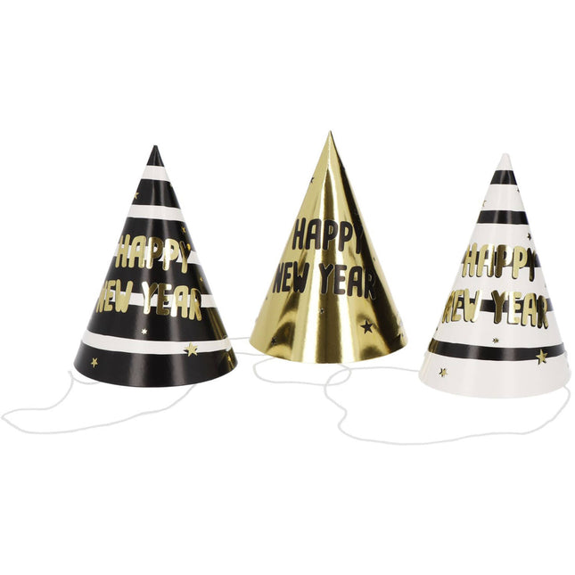 Feesthoedjes - Happy New Year - 6 stuks - BlackGold HNY