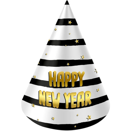 Feesthoedjes - Happy New Year - 6 stuks - BlackGold HNY