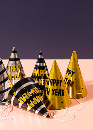 Feesthoedjes - Happy New Year - 6 stuks - BlackGold HNY