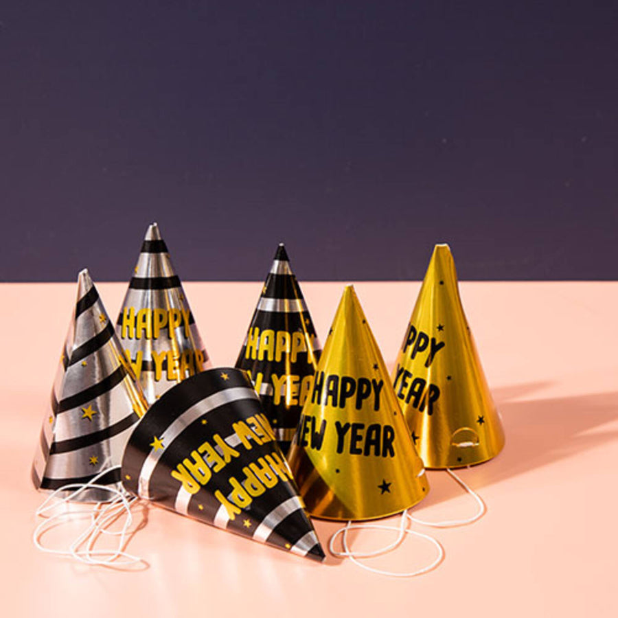 Feesthoedjes - Happy New Year - 6 stuks - BlackGold HNY