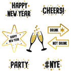 Glas stickers Happy New Year - 8 stuks - BlackGold HNY