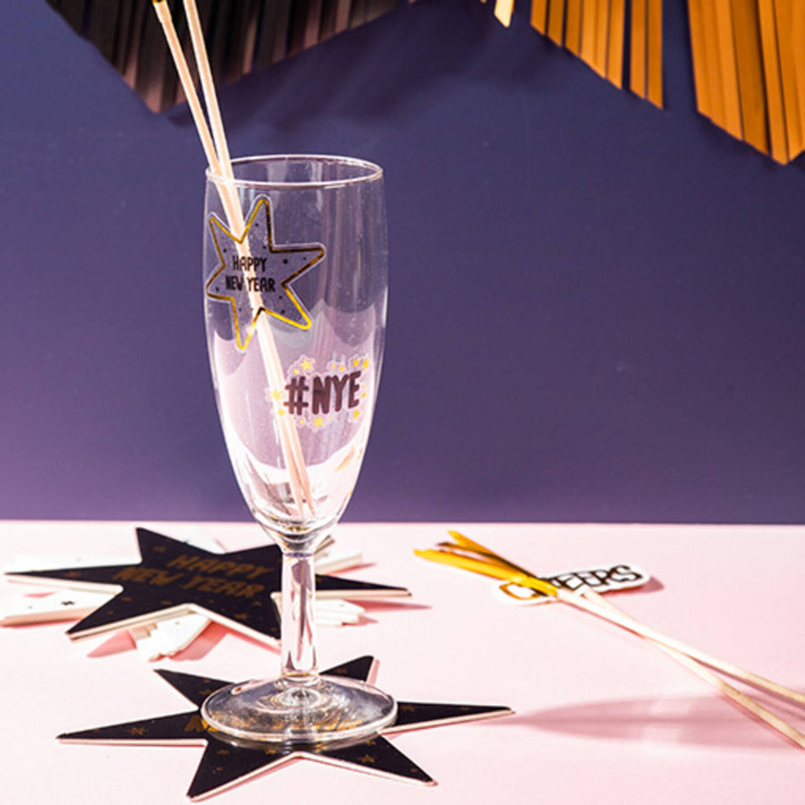 Glas stickers Happy New Year - 8 stuks - BlackGold HNY