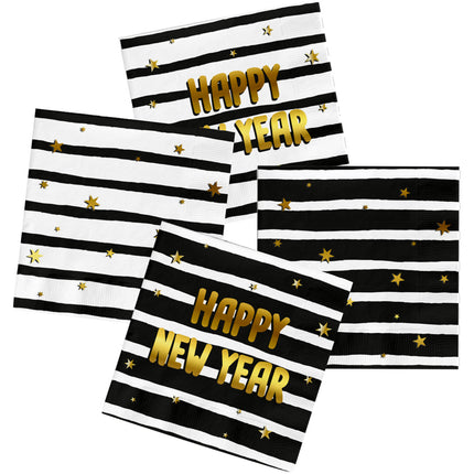 Servetten Happy New Year - 20 stuks - BlackGold HNY