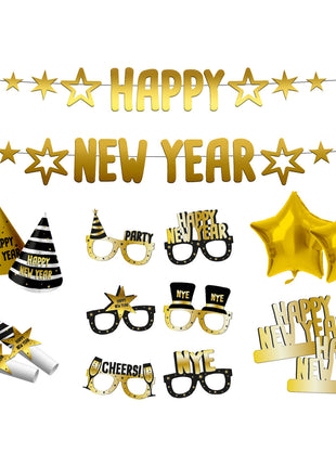 Frohes Neues Jahr-Partypaket – 28 Stück – BlackGold HNY