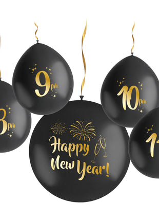 Set Countdown-Ballons – 5 Stück – BlackGold HNY