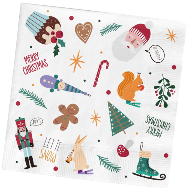 Kerst servetten - 20 stuks - 33 x 33 cm - Holly Jolly