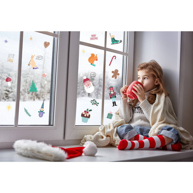 Raamstickers kerst - 27 stuks - Holly Jolly