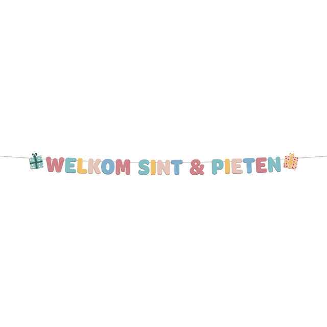 Welkom Sint & Pieten - Letterslinger - 150 cm