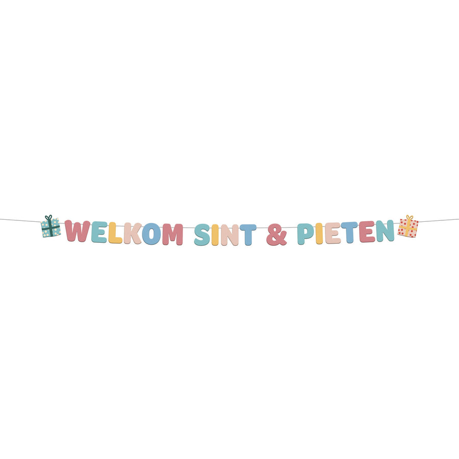 Welkom Sint & Pieten - Letterslinger - 150 cm