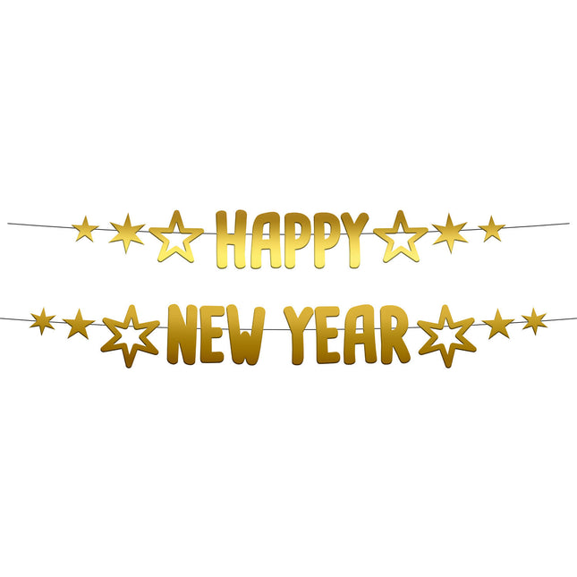 Letterslinger Happy New Year - 2 stuks - 150 cm - BlackGold HNY