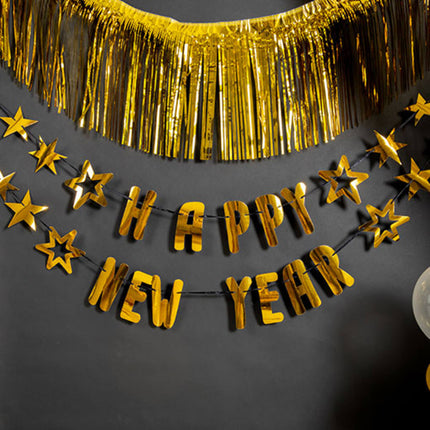 Letterslinger Happy New Year - 2 stuks - 150 cm - BlackGold HNY