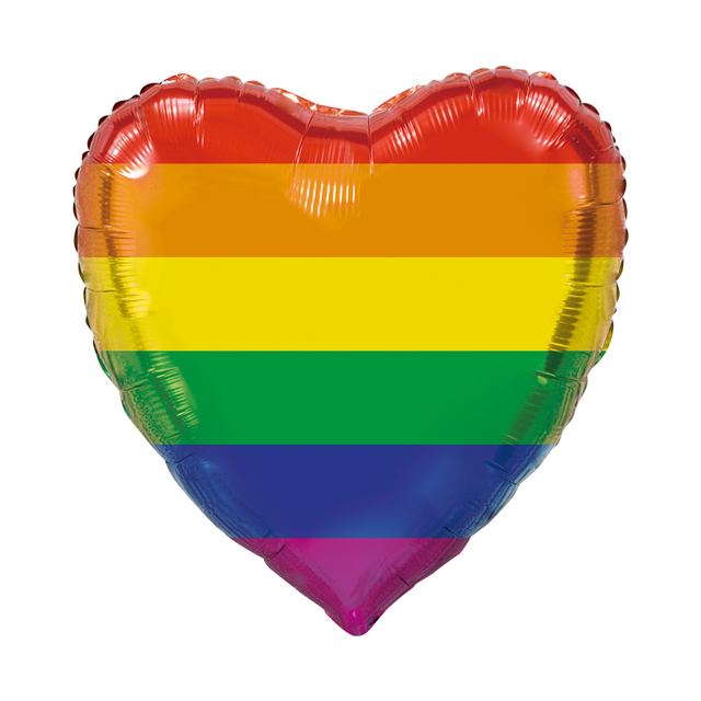 Regenboog hart Folieballon - 91 cm