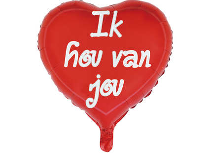 Folieballon hart "Ik hou van jou" - 45 cm