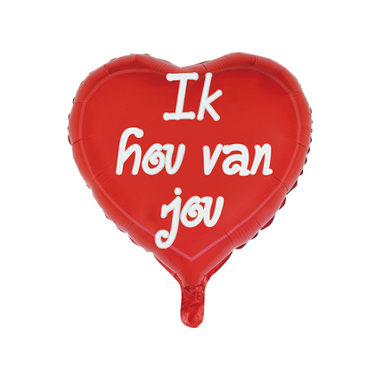 Folieballon hart "Ik hou van jou" - 45 cm