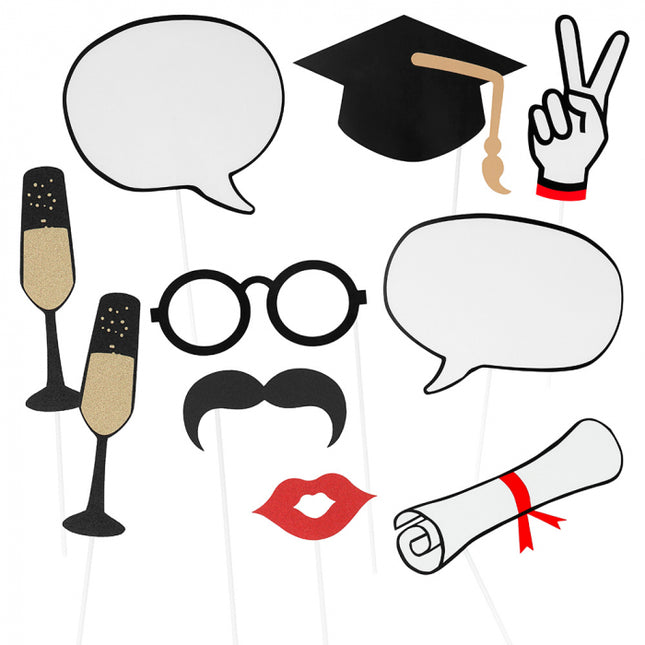 Geslaagd Photobooth props - 10 stuks
